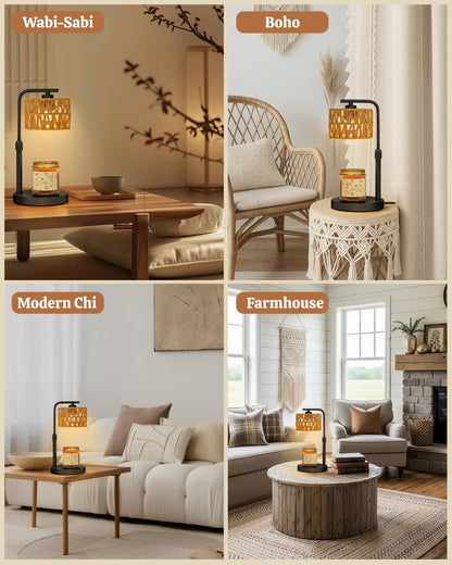 Candle Warmer Lamp with Timer Dimmer, Height Adjustable Modern Farmhouse Candle Warmer, Electric Candle Lamp Warmer with 2 Bulbs, Birthday Gifts for Women Mom, Gift for Home Decor