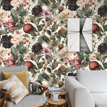 Floral Peel and Stick Wallpaper, 17.71" x 118.1" - Removable, Waterproof, Decorative Vinyl Wallpaper for Bedroom, Living Room