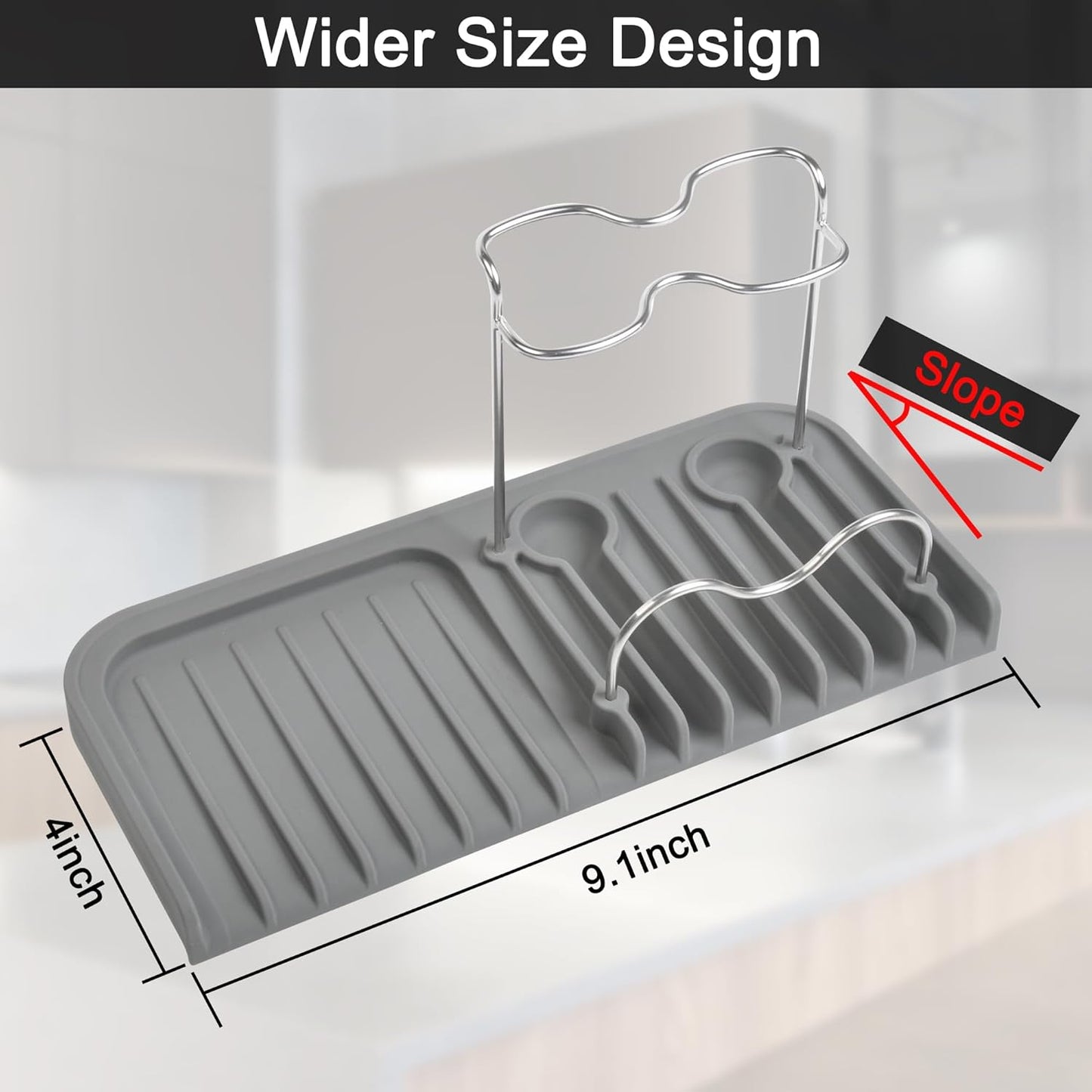Gosmol Sponge holder for kitchen sink caddy accessories gadgets, dish soap brush holder for sink organizer, soap tray holder drainer rack for bathroom -Gray