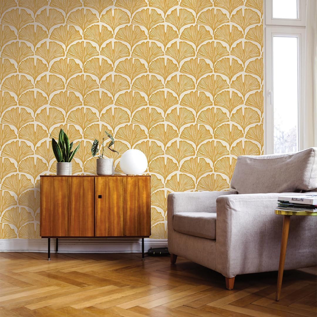 Tempaper x Novogratz Waverly Blue Feather Palm Removable Peel and Stick Wallpaper, 20.5 in X 16.5 ft, Made in The USA