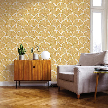 Tempaper x Novogratz Waverly Blue Feather Palm Removable Peel and Stick Wallpaper, 20.5 in X 16.5 ft, Made in The USA