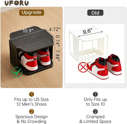 UFORU Small Shoe Rack, 5 Tier Plastic Vertical Shoe Rack for Small and Narrow Spaces, Free Standing Shoe Organizer for Closet, Entryway