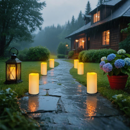 Flameless Candles 4" 5" 6" Set of 3 Ivory Outdoor Indoor Pillars 3" Diameter Battery Operated Flickering Candles Include 10-Key Remote Timer Function 400+ Hours Requires 2 AA Batteries（3 Pack)