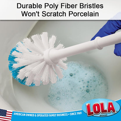 LOLA Toilet Bowl Brush w/Curved Head, Coated Wire, Durable Poly Bristles, Reaches Under Toilet Bowl Rim, 1 Pack