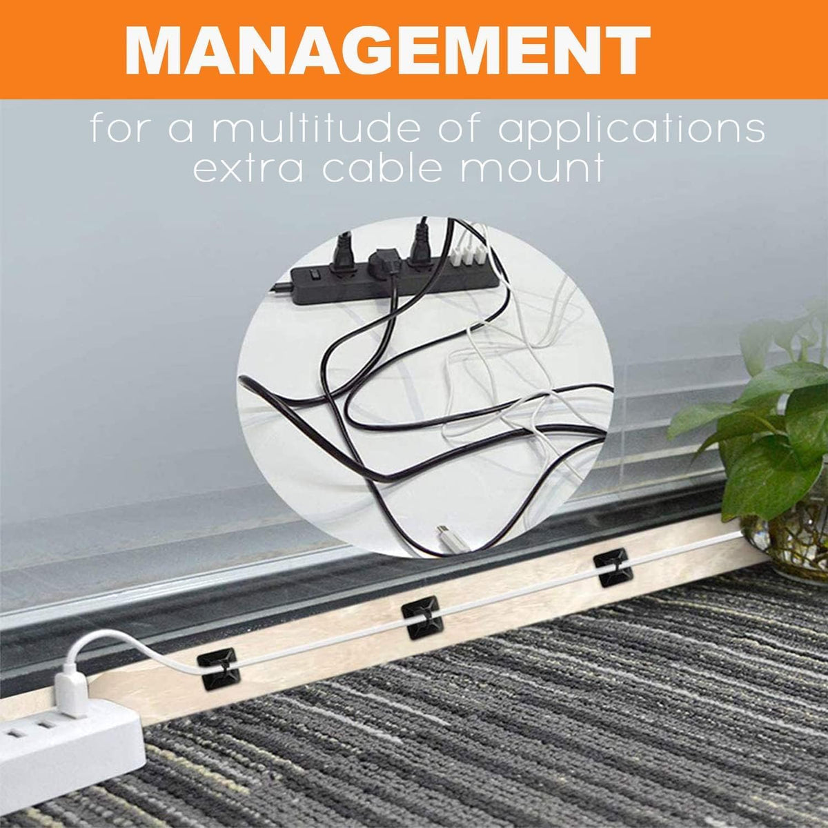 3/4" Zip Tie Adhesive Mounts Self Adhesive Cable Base Holders with Multi-Purpose Tie wire clips with screw hole,Anchor stick on wire holder,Black