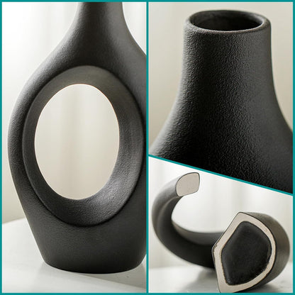 Levvohd Hollow Ceramic Vase Set of 2, Modern Nordic Minimalist Book Style Boho Aesthetic Vases for Home Decor Living Room Shelf Entryway Coffee Centerpiece Table Decorative (Cream White)