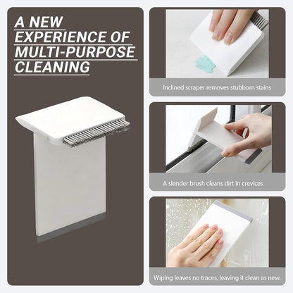 3-in-1 Mini Sink Squeegee & Countertop Brush, Streak-Free Crevice Cleaning Tool with Hard Scraper, Multi-Purpose for Kitchen Sink, Countertop, Bathroom Mirror, Window Glass, Wet/Dry Spills