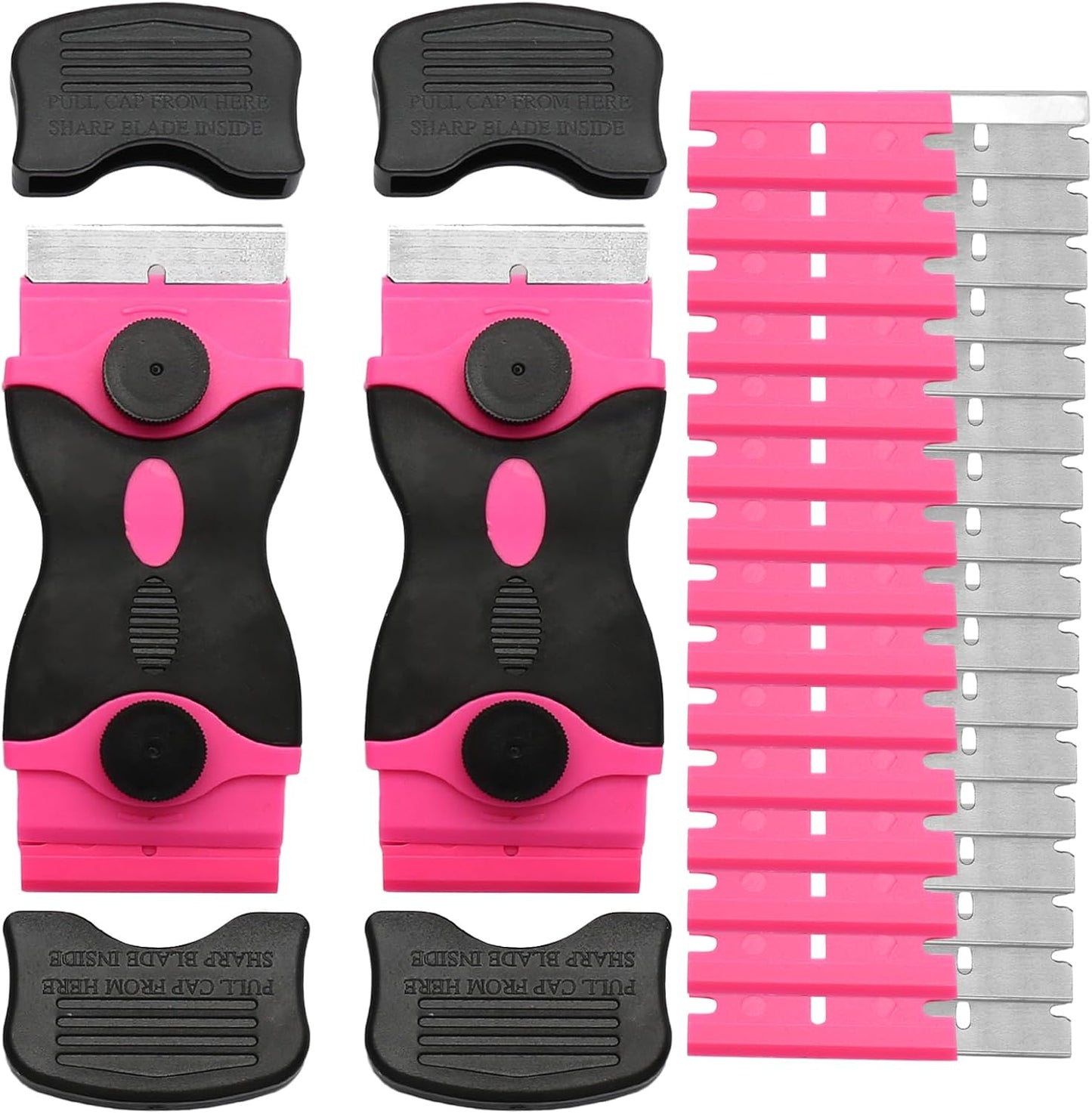 2 Pack Razor Blade Scrapers Tool, Plastic Paint Scraper Tools,With Extra 40PC Razor Blades, Edged Razorblade Scraping Tool for Glass Top Stove Cleaning Window, Cooktop, Oven, Floor