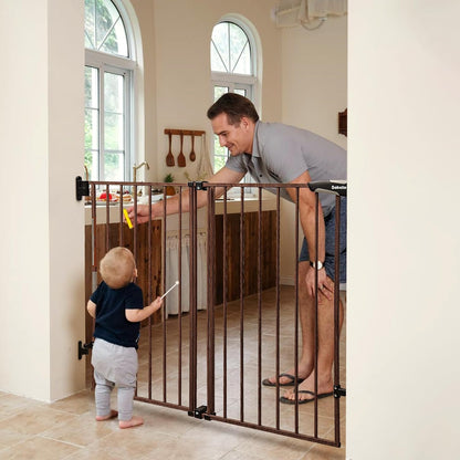 Babelio Baby Gate for Stairs, Kitchen & Doorways, No Bottom Bar| One-Handed Operation| Auto-Close| Hardware Mount (Drill Needed) Safety Dog/Pet Gate (Black - B17, 26-43" W, 28" H)