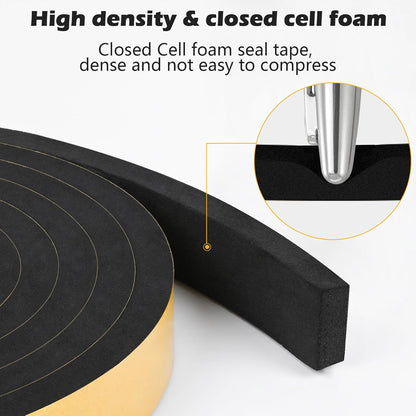 ToLanbbt White Door Window Weather Stripping Self Adhesive Foam Tape High Density Foam Sealing Strip Window Insulation Weatherproof Gasket Tape for Doors and Windows (1/2" W X 1/8" T X 16.5')