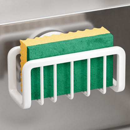 TAILI Sponge Holder with Strong Suction Cup, Dish Sponge Caddy Inside Sink Removable, Rustproof Aluminum for Sponges, Brushes, Stoppers and Scrapers - Black