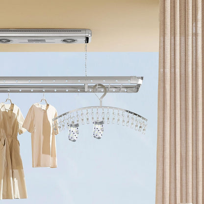 PRETYZOOM Stainless Steel Drying Rack with Clips Outdoor Windproof Sock Hanger for Laundry Lightweight Space-Saving Hanging Rack for Socks Underwear Towels Bras Gloves Scarves