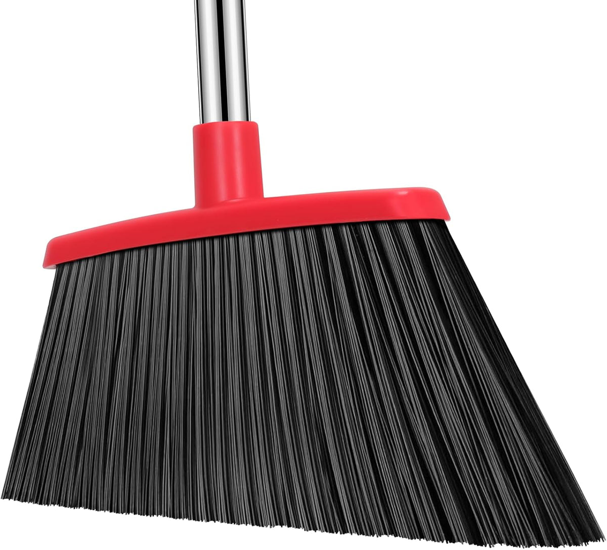 Heavy Duty Broom, 55 Inch Long Handle Outdoor Large Angle Brooms, Commercial Broom for Sweeping Indoor, for Home Garage Kitchen Office Courtyard Lobby Patio Lawn Concrete，Black