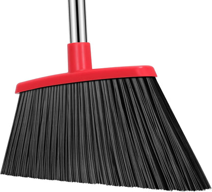 Heavy Duty Broom, 55 Inch Long Handle Outdoor Large Angle Brooms, Commercial Broom for Sweeping Indoor, for Home Garage Kitchen Office Courtyard Lobby Patio Lawn Concrete，Black