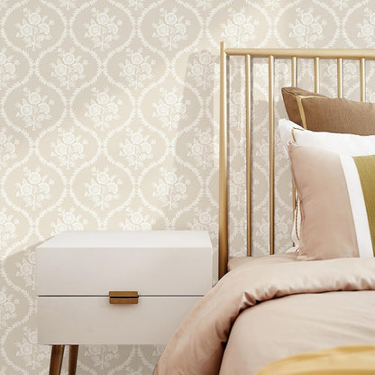 TACHIO Floral Peel and Stick Wallpaper French Country Contact Paper 17.5" x 118" Waterproof Self Adhesive Wall Paper for Bedroom Living Room & Accent Walls Vinyl Removable Renter Friendly
