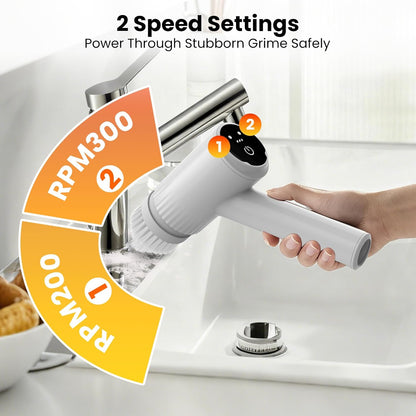 Electric Spin Scrubber, 4500mAh Cordless Cleaning Brush, 6 Brush Heads, Touch Control, 47" Adjustable Handle Relieves Back Pain, IPX7 Waterproof Power Scrubber for Bathroom Shower Floor Tile Bathtub.