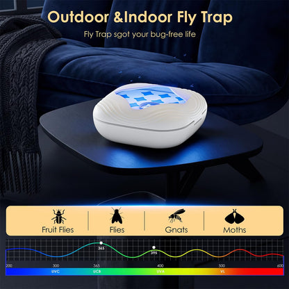 Flying Trap Insect, 2 in 1 Portable Fruit Fly Trap 4000 mAh, 1 Trap Black and 5 Glue Cards, Fruit Fly Traps for Gnat, Moth, Mosquito, Suitable for Home, Outside,Patio,Backyard,Camping