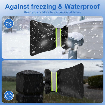 2Pack Outdoor Faucet Covers for Winter, 6.7" W x 8.3" H Hose Bib Covers | Reusable Insulated Spigot Cover for Freeze Protection, Waterproof and with Reflective Strips