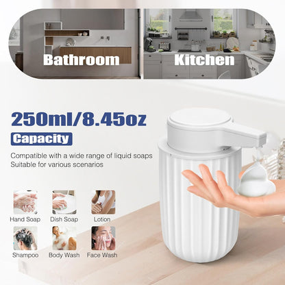 Automatic Soap Dispenser Foaming Touchless: 9oz Plastic Black - Rechargeable Electric Smart Auto Foam Soap Dispenser - Bathroom Kitchen Hand Dish Lotion