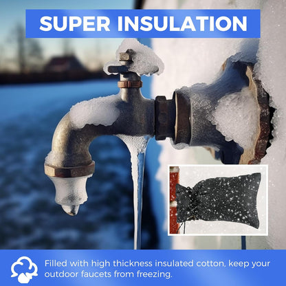 Outdoor Faucet Covers for Winter Freeze Protection, 2 Pack 6.7" x 9.5" Hose Bib Cover, Water Spigot Covers Winter Insulated, Pipe Wrap Insulation Cover Socks Outside Faucet Freeze Protector