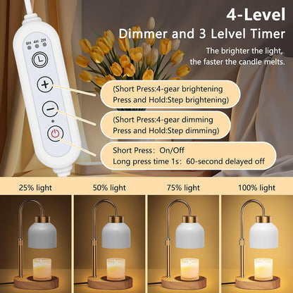 Candle Warmer Lamp with Timer Dimmer, Height & Brightness Adjustable | Black Electric Wax Warmer for Women Mom, Christmas & Birthday Gift, House Warming Gift New Home Decor