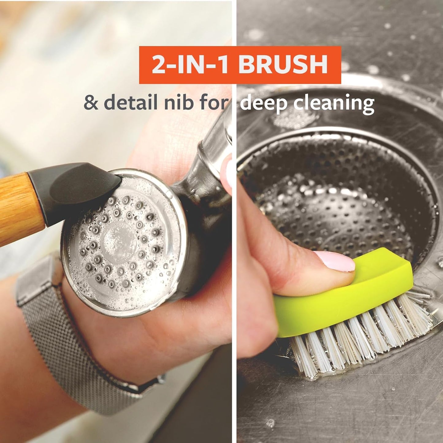 Full Circle Micro Manager, Deep Cleaning Brush for Crevices, Shower, & Grout, Tough Bristles, Sustainable Bamboo Handle, White