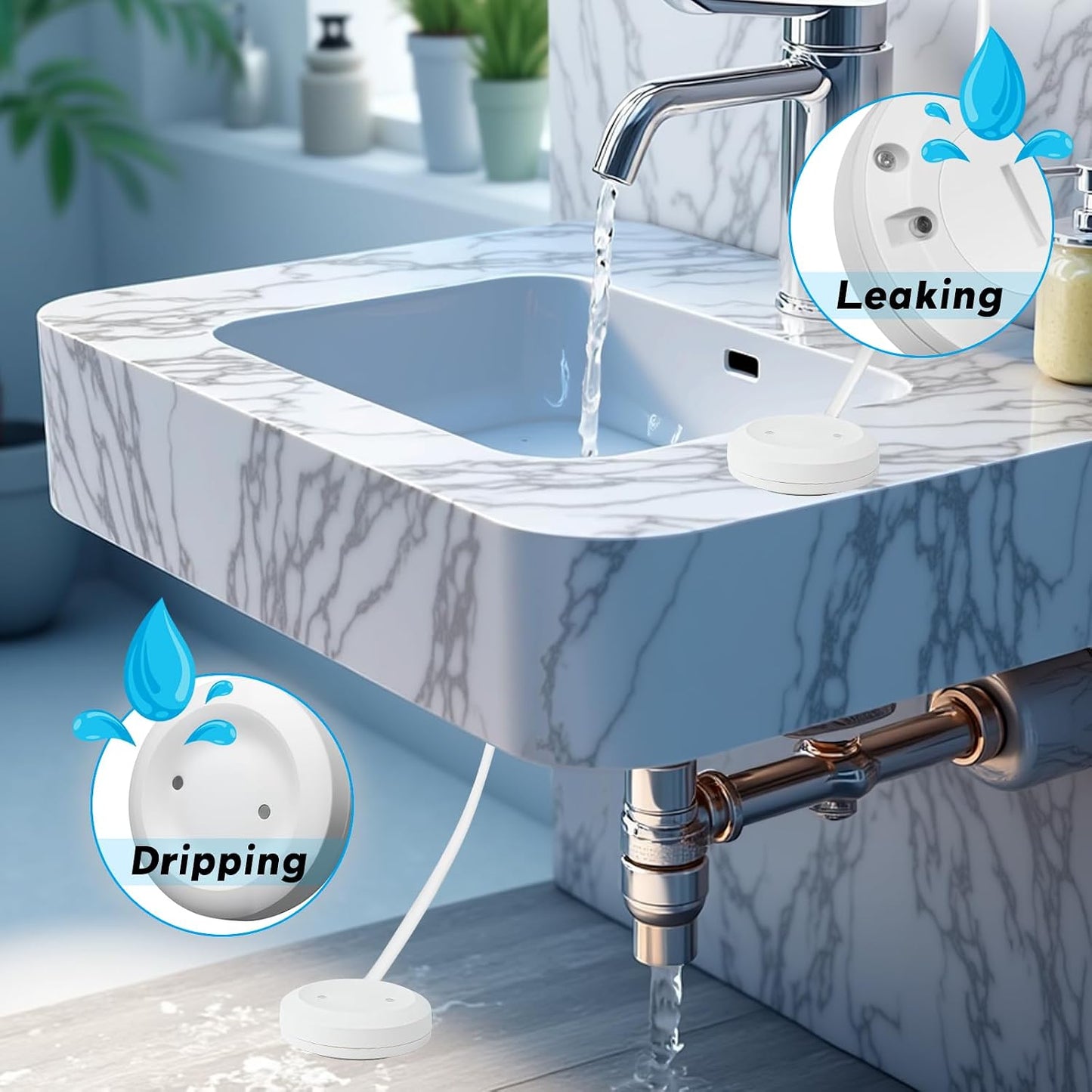 Smart Overflow Detection Sensor | Water Overflow Alarm with Real-Time Alerts for Home, Office & Basement Protection