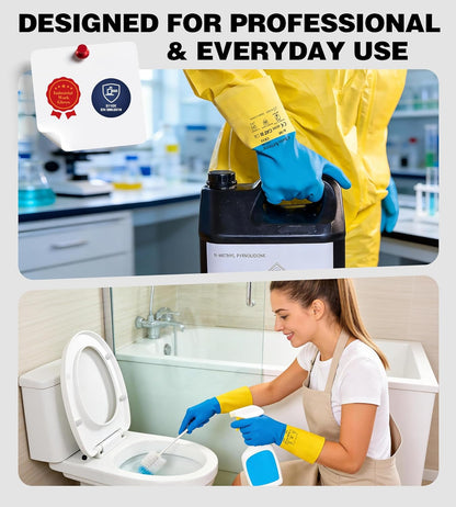 AnTools 2 Pairs Neoprene and Rubber Blend Heavy-Duty Chemical Gloves, Protective industrial gloves for Resist Acid, Alkali, Hazmat, cleaning, dishwashing, X-Large