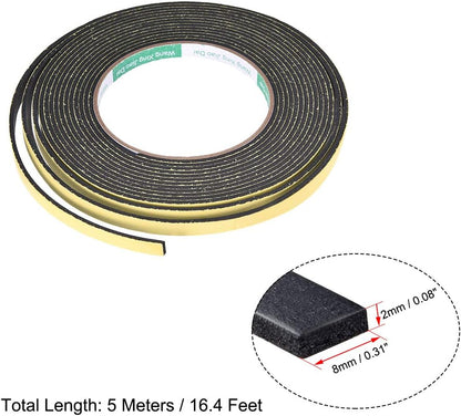 uxcell Sealing Foam Tape 5mm Wide 3mm Thick 4m/13ft Long, Self Adhesive Weather Strip for Window Door Insulation, Pack of 2