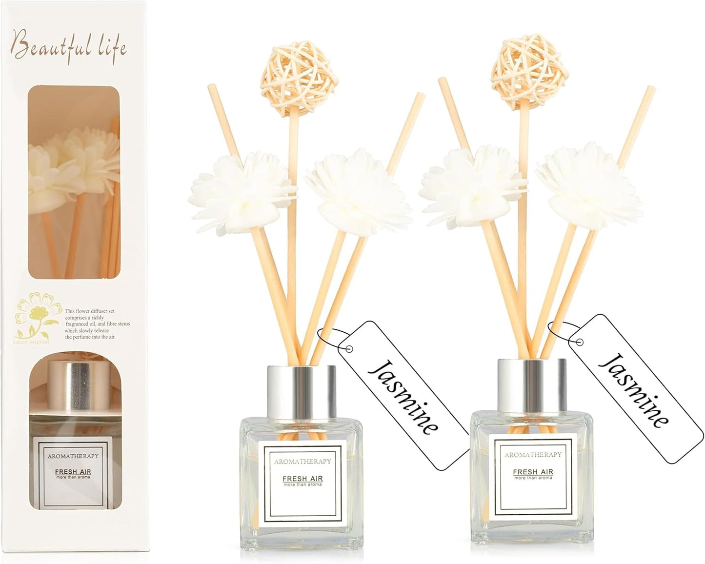 Reed Diffuser Set, 1.7 fl oz Scent Diffuser with Sticks, Freesia Scent for Bathroom Accessories Shelf Decor, Air Fresheners for Home, Home Fragrance Products, House Office Room Decor Aesthetic Gift