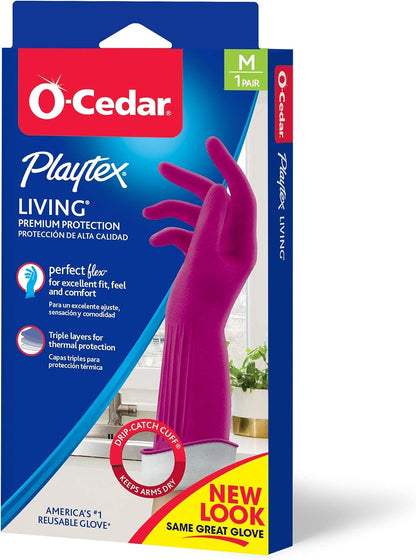 Playtex Living Reuseable Rubber Cleaning Gloves, Premium Protection (Large, Pairs - 2) Color may vary