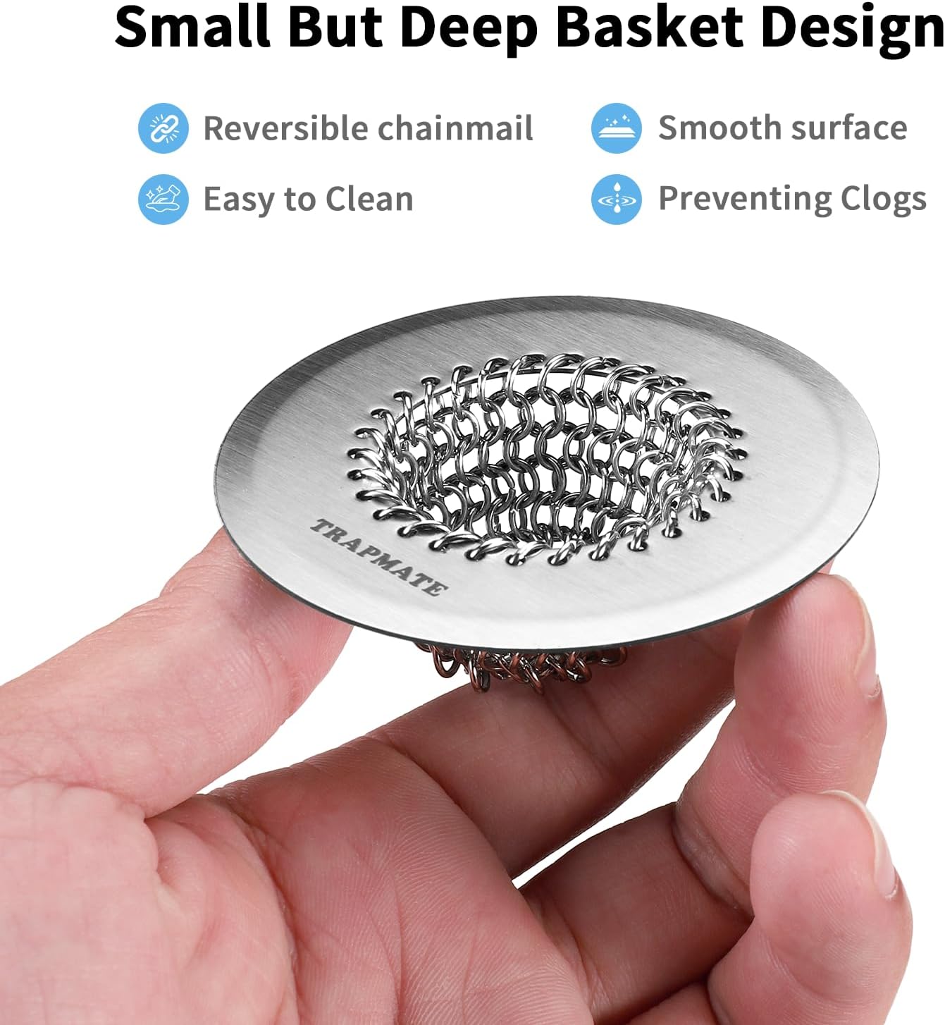 TRAPMATE Shower Drain Hair Catcher, 2.8" Fast Drainage Bathtub Stopper Drain Strainer Kit, Stainless Steel Shower Drain Cover, Bathtub Drain Protector for Sinks & Tubs (Patented Product)