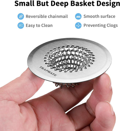 TRAPMATE Shower Drain Hair Catcher, 2.8" Fast Drainage Bathtub Stopper Drain Strainer Kit, Stainless Steel Shower Drain Cover, Bathtub Drain Protector for Sinks & Tubs (Patented Product)
