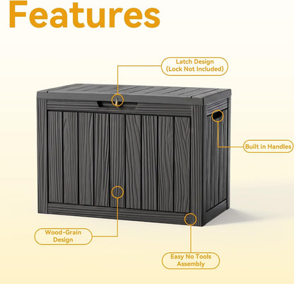 35 Gallon Waterproof Outdoor Storage Box,Deck Boxs for Outdoor and Indoor Use,Deck Storage Box for Picnic Supplies,Gardening Tools,Lockable and Easy to Install(Black)
