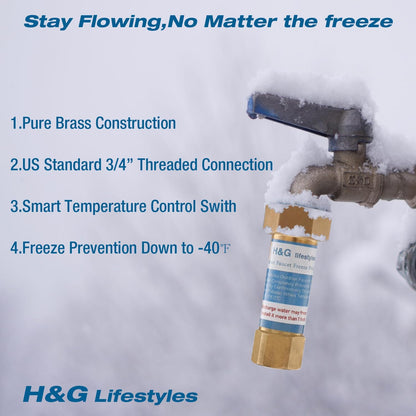 H&G lifestyles Outdoor Faucet Freeze Protection, Heavy Duty Brass Spigot | Replacement Faucet Covers for Winter, Freeze Proof Protector, Easy to Install, Saves Water