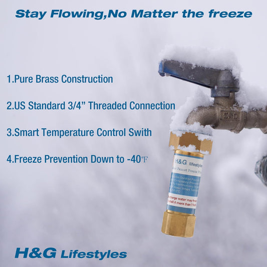 H&G lifestyles Outdoor Faucet Freeze Protection, Heavy Duty Brass Spigot | Replacement Faucet Covers for Winter, Freeze Proof Protector, Easy to Install, Saves Water