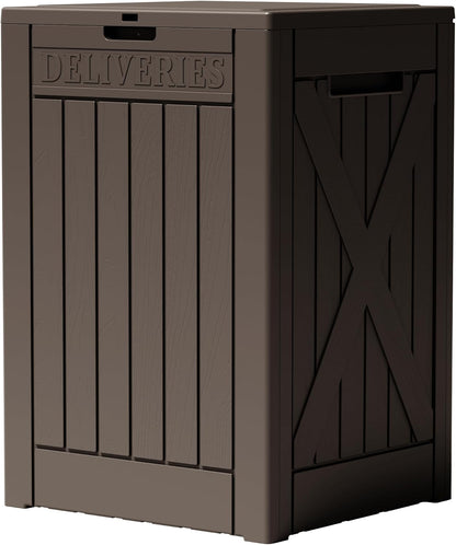 Greesum Outdoor Storage Box 31 Gallon Storage Box with Lid for Patio Furniture, Garden Tools, Pool Supplies, Waterproof and UV Resistant, Lockable, Dark Black