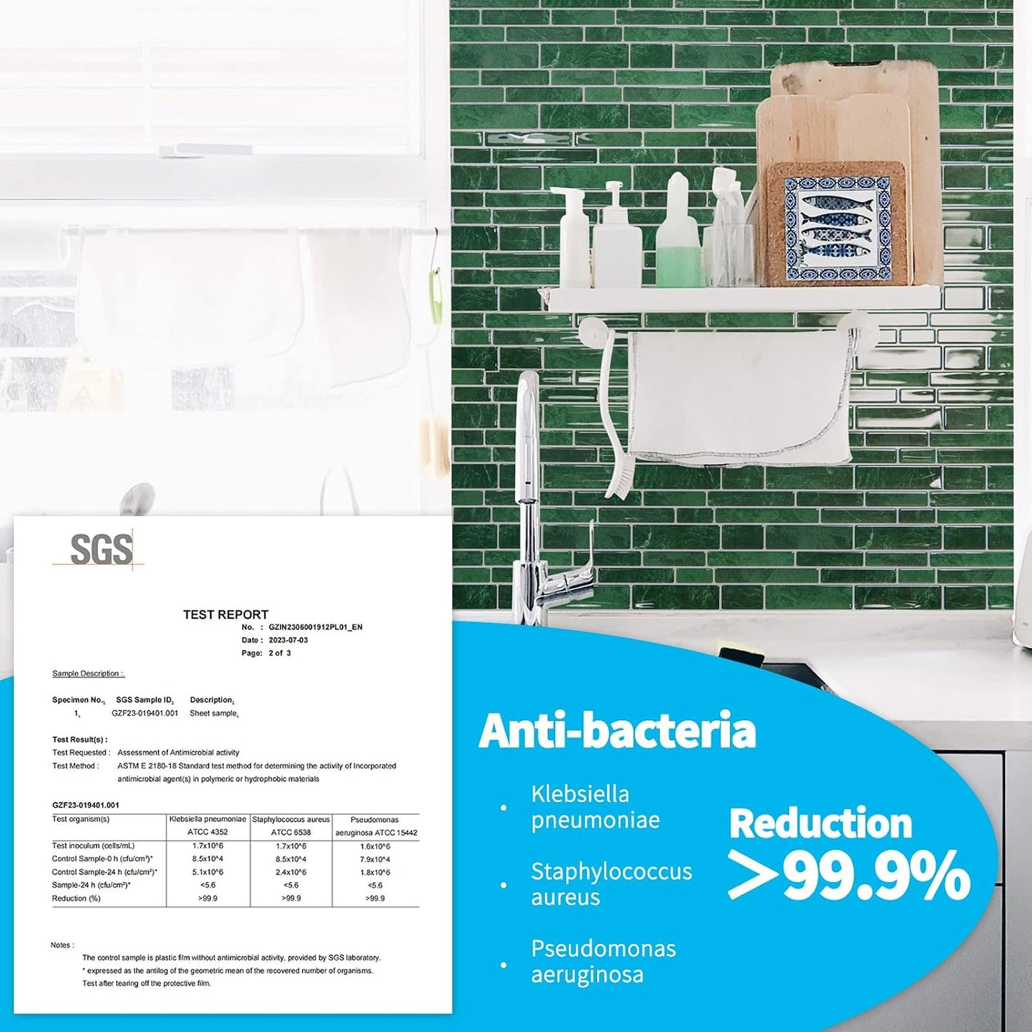 Art3d 10-Sheet Premium Stick On Kitchen Backsplash Tiles, 12"x12" Peel and Stick Self Adhesive Wall Tiles, White Marble Design