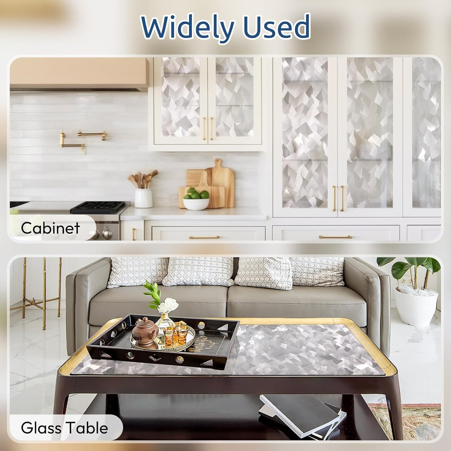 rabbitgoo Privacy Window Film Non Adhesive Frosted Glass Sun Blocking Self Static Cling Decorative for Home Kitchen Living Room, Removable and Reusable, 17.5 X 78.7 inches