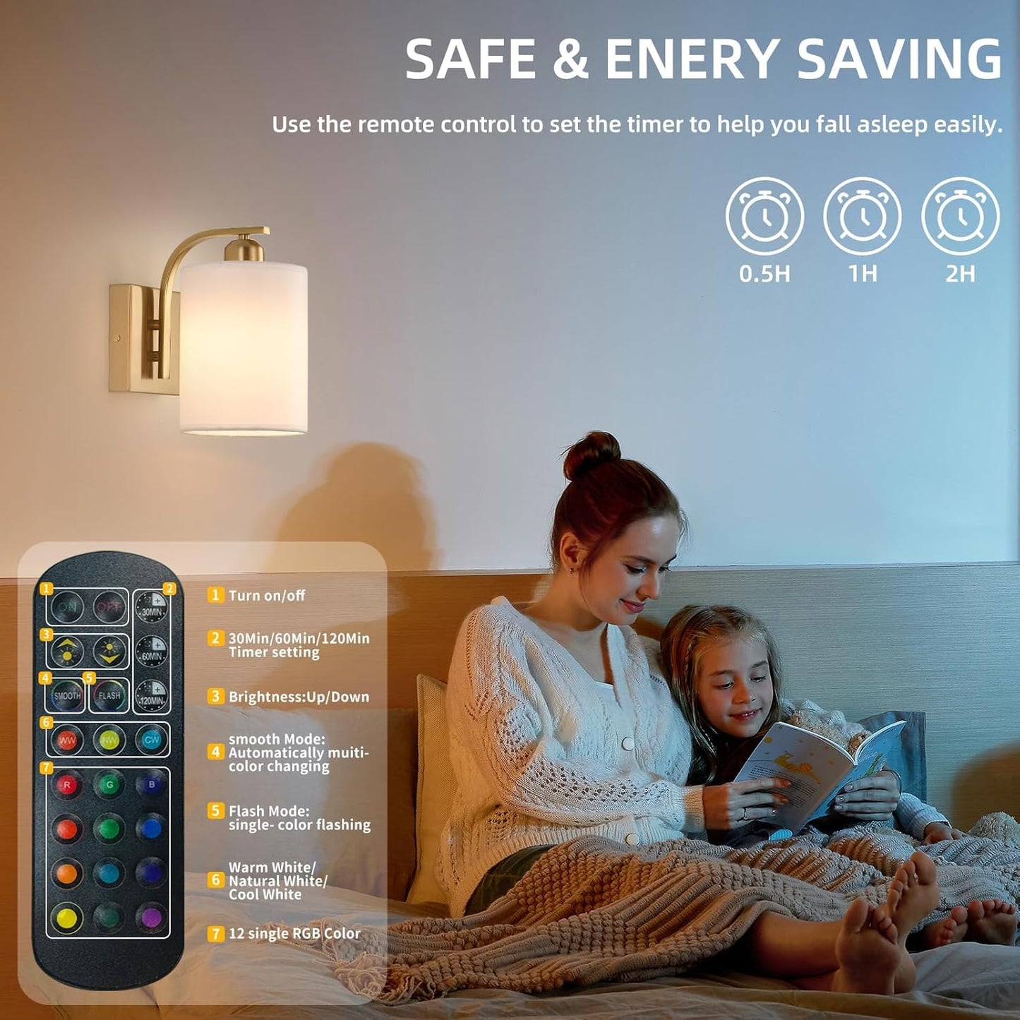 Battery Operated Wall Sconce Set of 2, Gold Rechargeable Wall Lights with Remote Control,15 Colors Wireless Wall Sconce with 3000mAh Dimmable Detachable Bulb for Bedroom, Living Room and Hallway