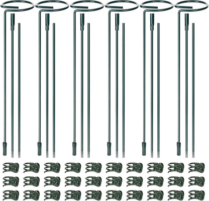 Mwellewm 6 Sets Plant Stakes 12/25/36 Inch Adjustable Plant Support Stakes Tall for Indoor Outdoor Plant Holder Stick Steel Garden Stem Pole Amaryllis Stakes with 30 Clip for Tomato Orchid Lily Flower