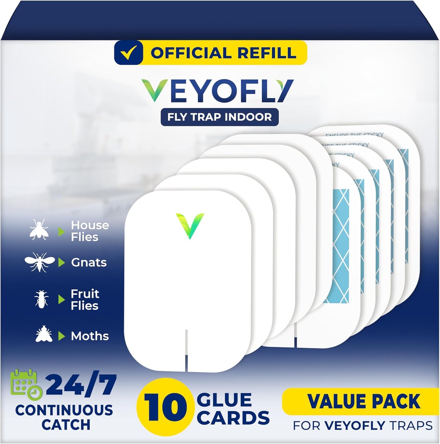 VEYOFLY Fruit Fly Traps for Indoors (2 Device + 4 Refills), Gnat Trap Indoor Plug in, Bug Traps, Flying Insect Trap, Gnat Traps for House Indoor, Fly Trap Indoor for Home Bug Light, Gnats Catcher