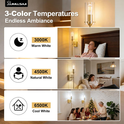 Battery Operated Wall Sconce, Glass Wireless Wall Sconces Set of Two Rechargeable with Remote Control Dimmable Wall Light for Bedroom Living Room Hallway Entryway, 3000-6500K