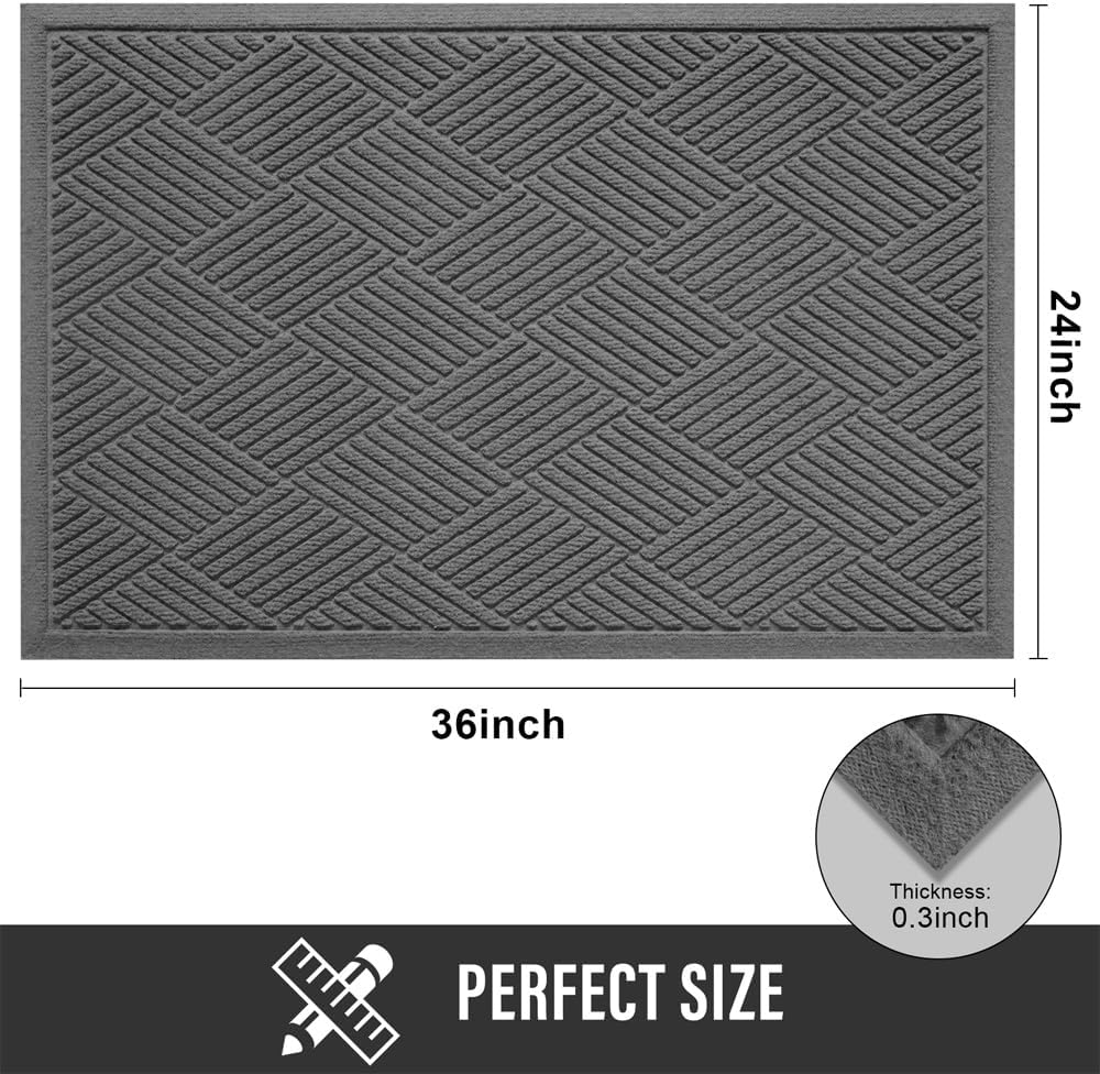 HIYARD Sturdy Front Door Mat, Absorbent Muddy Dirt Resist Welcome Door Mats Outdoor Indoor, Stain and Fade Resistant, Non-Slip Rubber Backing Low Profile Doormat for Entryway, 30×17, Beige