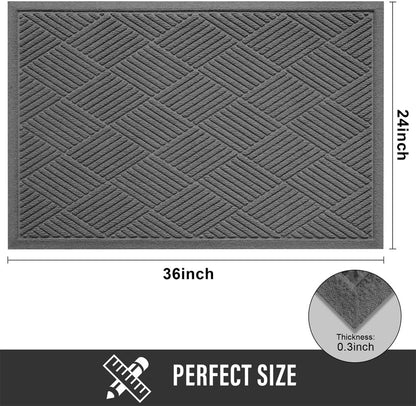 HIYARD Sturdy Front Door Mat, Absorbent Muddy Dirt Resist Welcome Door Mats Outdoor Indoor, Stain and Fade Resistant, Non-Slip Rubber Backing Low Profile Doormat for Entryway, 30×17, Beige