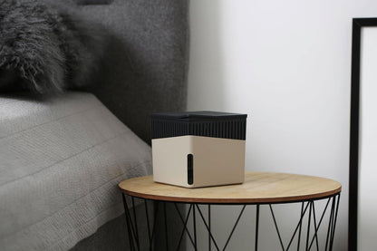 WENKO Portable Dehumidifier Cube Design, Compact and Rechargeable Dehumidifier for Bathroom, Closet, Bedroom, Garage, Covers up to 2800 Cubic Feet, 2.2lbs, Beige, 6.18 x 6.5 x 6.5