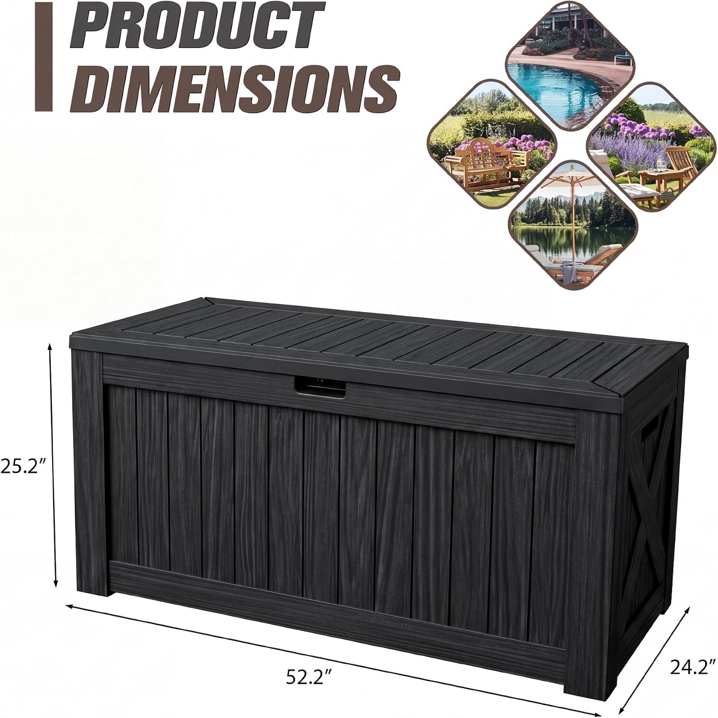 JUMMICO 31 Gallon Resin Deck Box Waterproof Indoor Outdoor Storage Boxes for Patio Furniture Cushions and Garden Tools (Brown)
