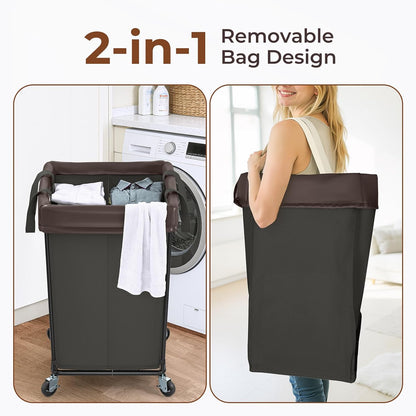 Mefirt 320L Laundry Hamper with Wheels, 3 Section Large Rolling Laundry Basket Bag with Wheels, Clothes Hamper Cart for Laundry, Bedroom, Bathroom and Dorm
