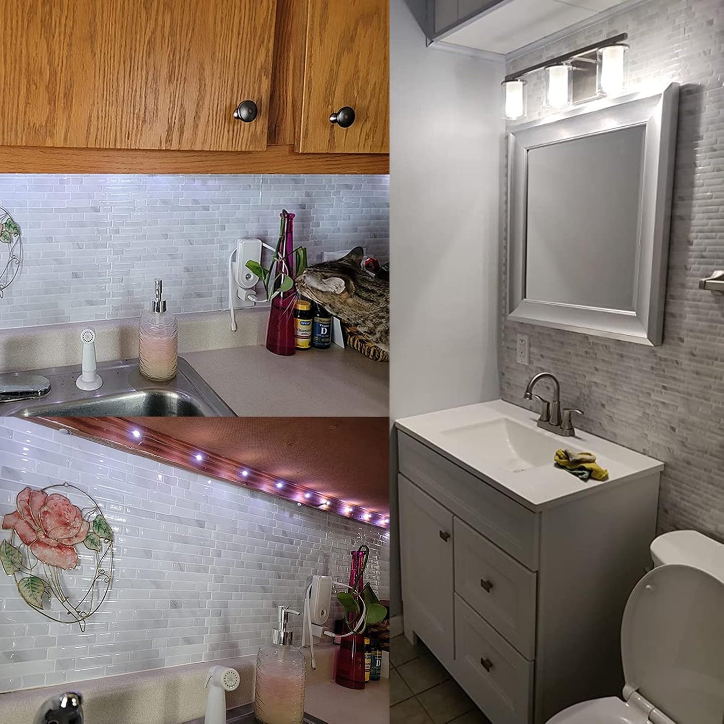 Yipscazo 10 Sheets Peel and Stick Backsplash for Kitchen Wall, 12''x12'' Waterproof Stick on Backsplash Smart Tiles for Bathroom,Removable Backsplash Wall Tiles in Gray White