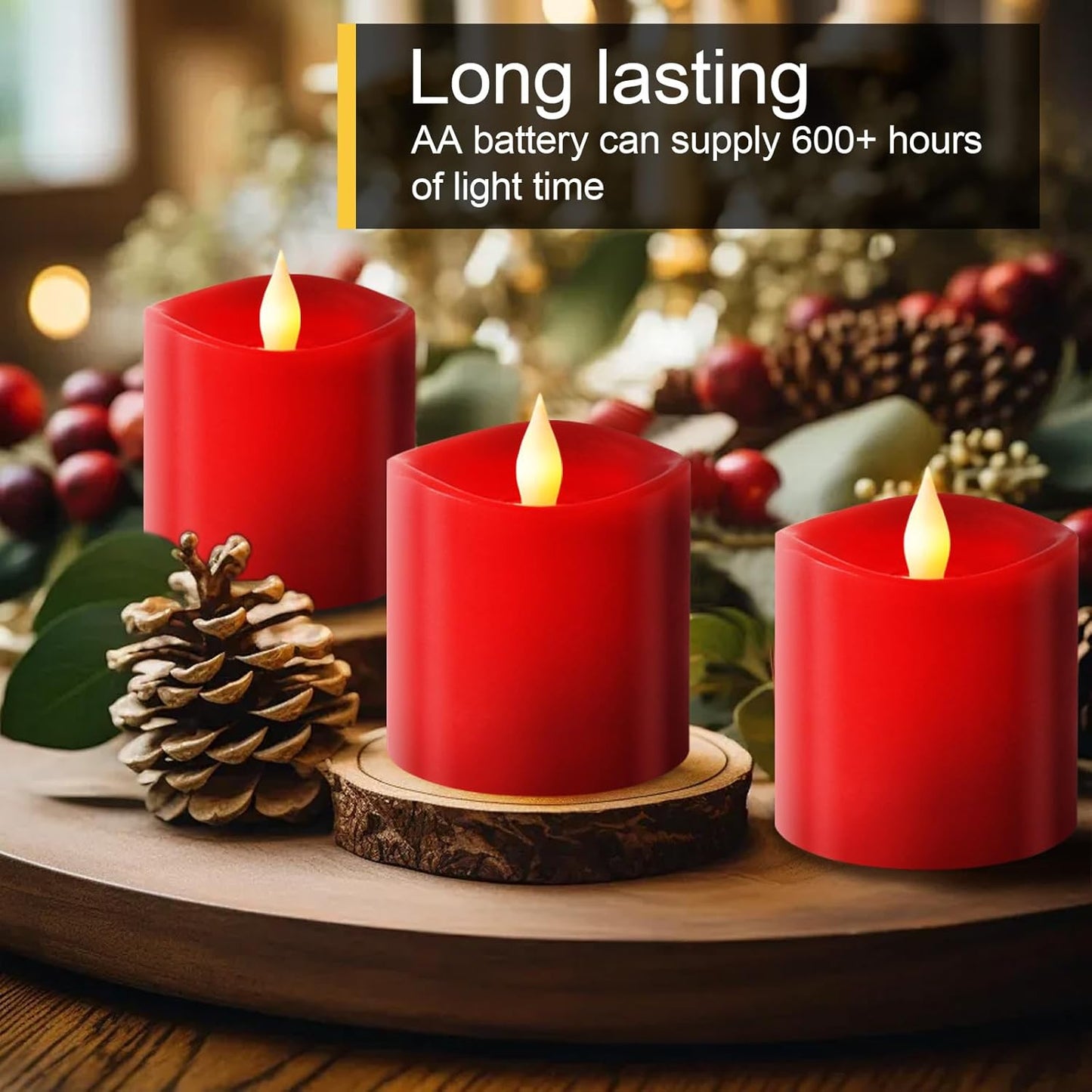 3x3 Flameless Candles with Remote Set of 2, 3 inch Battery Candles Flickering with Timer, LED Pillar Candle for Indoor/Outdoor, White
